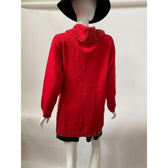 Red & Gold Embellished Sweater Dress Size S Studio S Collection - Picture 12 of 13